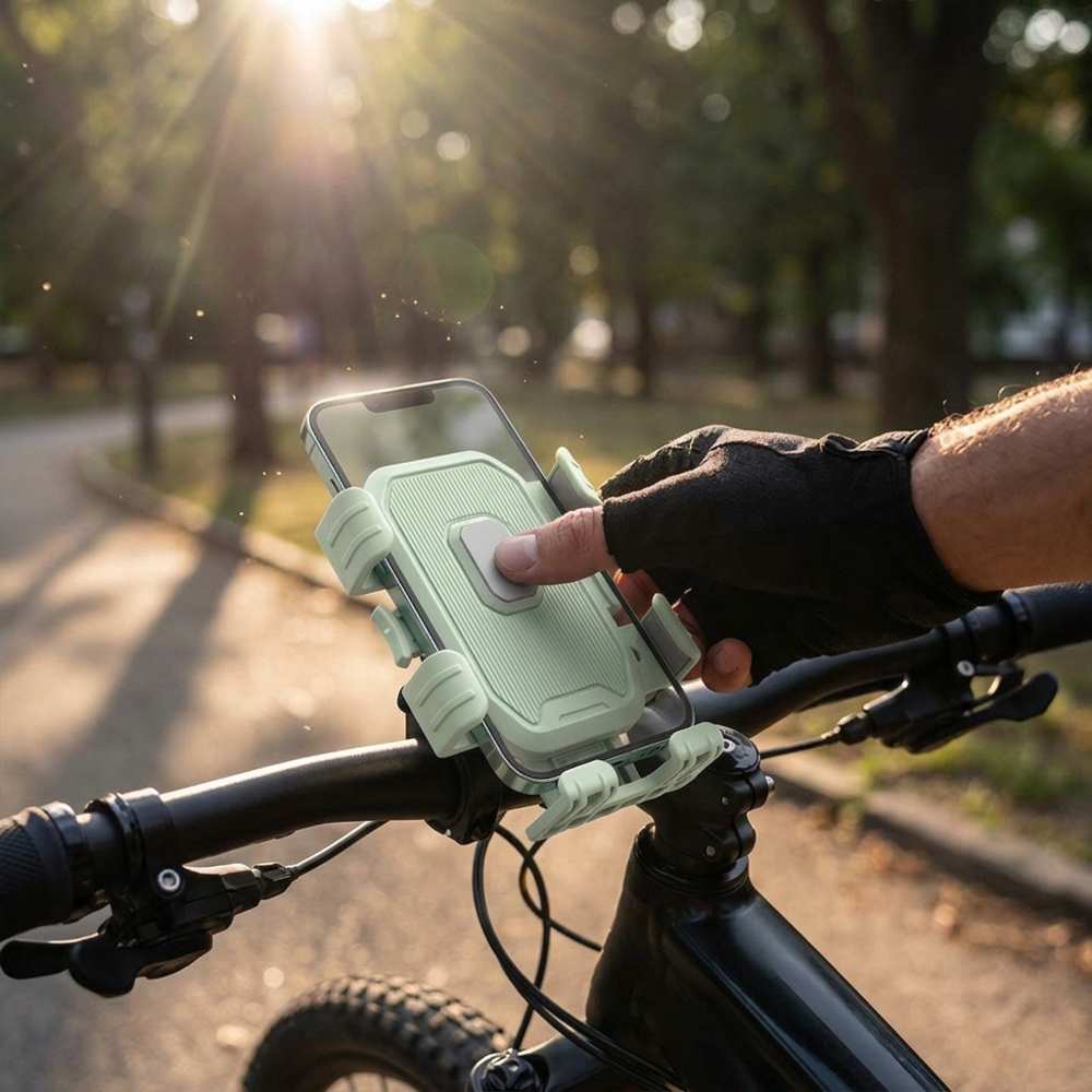 Bike Phone Mount – Shock-Absorbing with 360° Rotation
